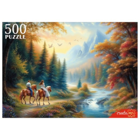 Пазлы 500 элементов. ПАРА НА ЛОШАДЯХ В ГОРАХ