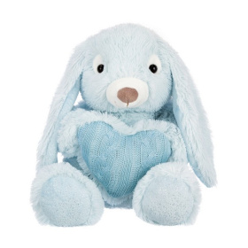 Заяц нежно-голубой с сердцем, 15 см