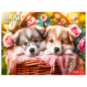 Пазлы 1000 элементов. ДВА ЩЕНКА В КОРЗИНЕ