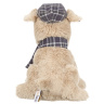 Собака бежевая в кепочке и шарфике, 25 см