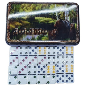 Игра настольная "Домино" с пластиковыми костями, цветные