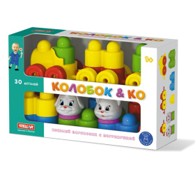 Конструктор «Колобок и компания» 30 деталей с паровозиком, в/к 34,5*22,5*11,5 см