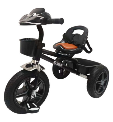 Велосипед трехколесный Slider, колеса EVA 12 и 10", фара, свет, звук, зеркала, корзинка