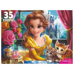 Пазлы 35 элементов. Принцесса с котятами
