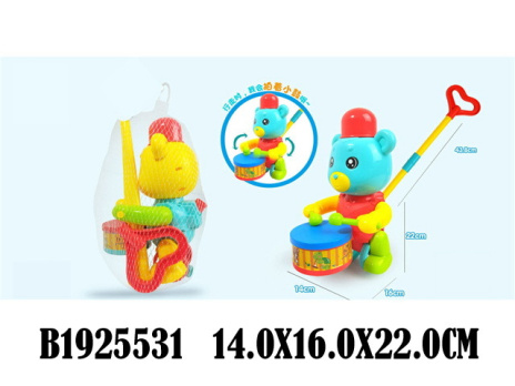 Каталка на палочке "Медвежонок-барабанщик", в ассортименте