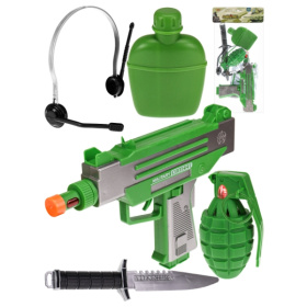 Игровой набор "В разведку" (23 см)(пистолет-пулемет,штык-нож,компас, бат.2*АА в комп)