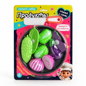 Набор "Продукты" для резки на липучках, поднос, ножик Набор "Продукты" для резки на липучках, поднос, ножик
