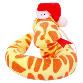 Мягкая Игрушка RELANA, Змейка оранжево - желтая в красном колпаке, 30 см Мягкая Игрушка RELANA, Змейка оранжево - желтая в красном колпаке, 30 см