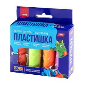 Пластишка. Тесто для лепки неоновое 4 цв по 30 гр (коробка с вырубным окном)