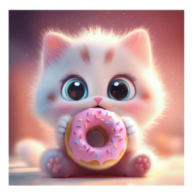 Алмаз. мозаика (класс.)20х20 см, с подр., с полн. заполн. (24цв) Котёнок с пончиком