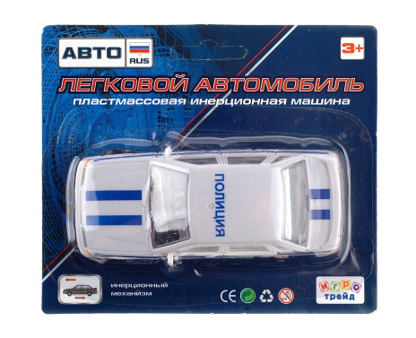 Машинка инерц. "Полиция"АВТОRus" размер машинки: 10,8*4,6*3 см. на блист. 14*12*5 см.