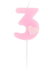 Свеча для торта, Цифра 3 с сердечком