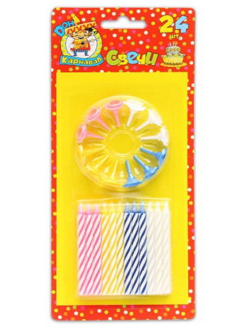 Свечи для торта разноцветные 24 шт