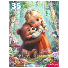 Пазлы 35 элементов. Принцесса с медвежонком