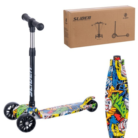 Самокат трехколесный Slider, колеса светящиеся