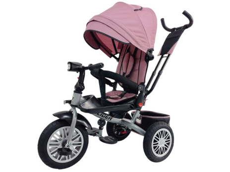 Велосипед трехколесный SLIDER, надувные колёса 12 и 10", фара, корзинка, сумочка