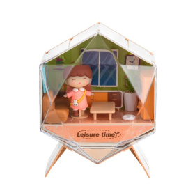 Набор «Уютный дом» куколка, питомец, мебель, аксессуары, свет, размер: 10,5*10,5*13,3 см