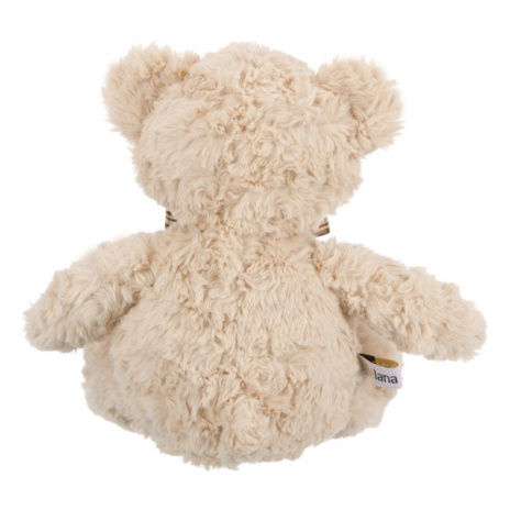 Мишка кремовый с коричневой ленточкой в клетку, 20 см