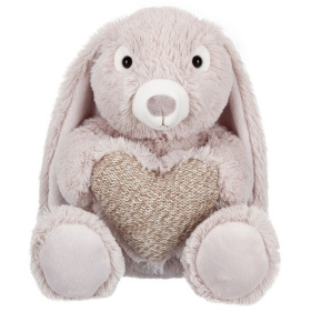 Заяц бежевый с сердцем, 25 см