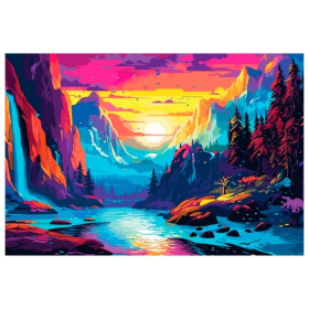 Алмаз мозаика (класс.) 17х22 см, с подр., с полным заполн. (20цв) Радужные горы