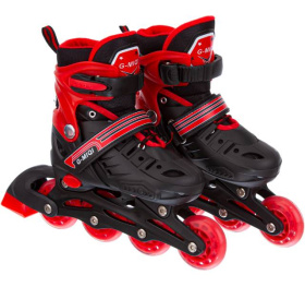 Ролики раздвижные красные, колеса PU 64 мм р-р S, 31-34,  в сумке