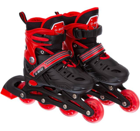 Ролики раздвижные красные, колеса PU 64 мм р-р S, 31-34,  в сумке