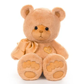KULT Мягкая игрушка медведь Глэм, с бантом, карамельный, 25 см (МГлэм/25/54-1)