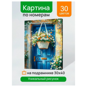 Холст с красками 30x40 см по номерам (в коробке) (30 цв.) Цветочная дверь