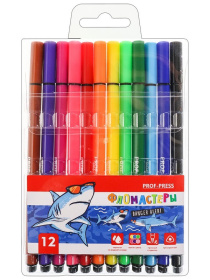 Фломастеры трехгранные 12цв. COOL SHARK