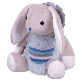 Мягкая Игрушка RELANA, Зайчик в меховом голубом худи с карманом, 19 см