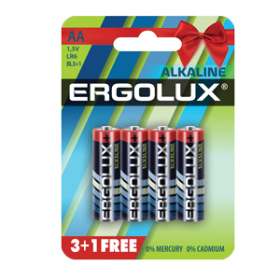 шт на блист.) АА 1.5В "Ergolux Alkaline LR6 BL-3+1"