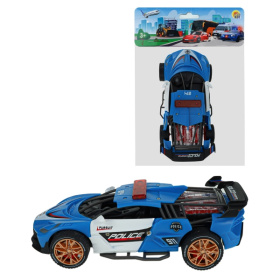 Машина-перевертыш, инерционная, 16,5х26 см, свет, звук, голубой, в пакете