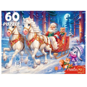 Пазлы 60 элементов "Новогодняя упряжка" Пазлы 60 элементов "Новогодняя упряжка"