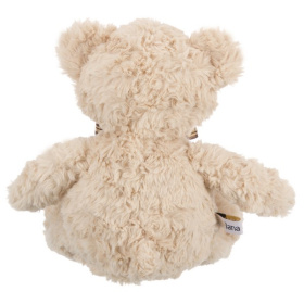 Мишка кремовый с коричневой ленточкой в клетку, 25 см