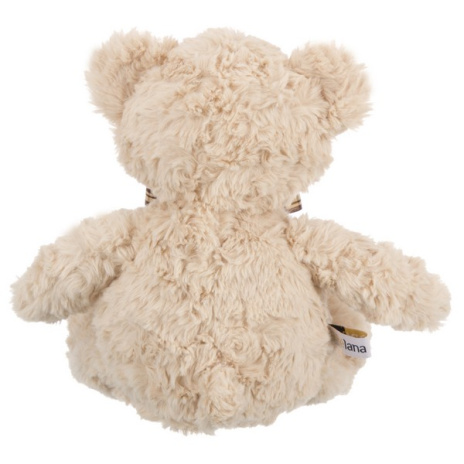 Мишка кремовый с коричневой ленточкой в клетку, 25 см