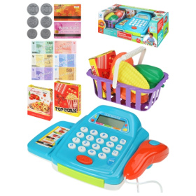 Игровой набор. Касса-калькулятор  с акс.(36х16х12,5см) голубой