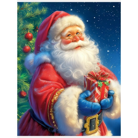 Холст с красками 17х22 см по номерам в коробке (14цв.) Добрый Дедушка Мороз, Холст с красками 17х22 см по номерам в коробке (14цв.) Добрый Дедушка Мороз,