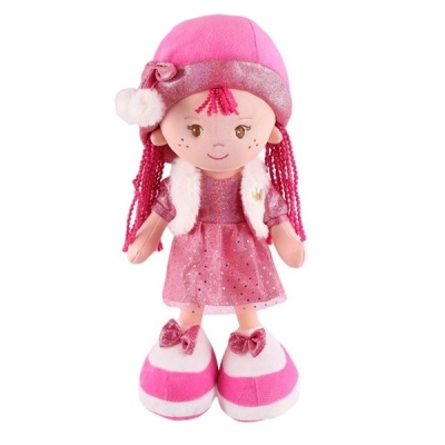 Мягкая игрушка Maxitoys,  Кукла Малышка Ника в Розовом Платье и Шляпке, 35 см