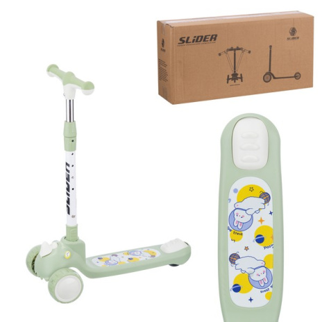 Самокат трехколесный Slider, колеса светящиеся, руль складной