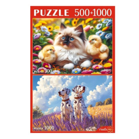 НАБОРЫ ПАЗЛОВ 2в1 (500+1000) ДОМАШНИЕ ЖИВОТНЫЕ в/к 35,8*23,9*5,5 см НАБОРЫ ПАЗЛОВ 2в1 (500+1000) ДОМАШНИЕ ЖИВОТНЫЕ в/к 35,8*23,9*5,5 см