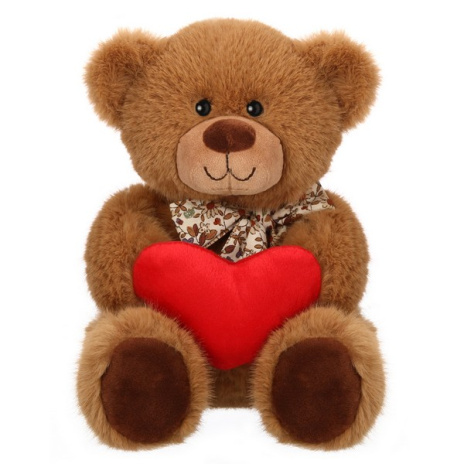 Мишка бурый с сердцем, 19 см