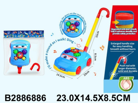 Каталка на палочке "Машинка", звуковые эффекты, шестерёнки