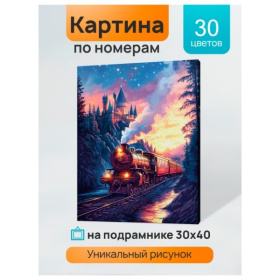 Холст с красками 30x40 см по номерам (в коробке) (30 цв.) Поезд мчится вдаль