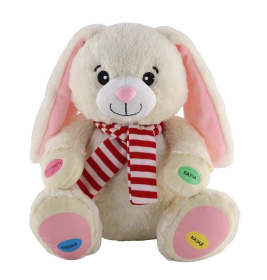 Игрушка мягкая "Зайчик" Elefantino, 14 сказок (в том числе сказки А.С.Пушкина), 25 см