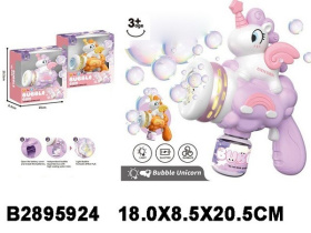 Пистолет для пускания мыльных пузырей "Единорог", световые эффекты, 2 цвета в ассортименте