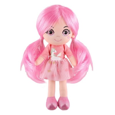 Мягкая игрушка Maxitoys,  Кукла Кристи с Нежно-Розовыми Волосами в Платье, 32 см