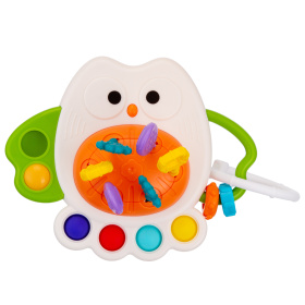 Развивающий игровой центр Сова "Elefantino", 6 резиночек с уникальной текстурой, подвижные детали