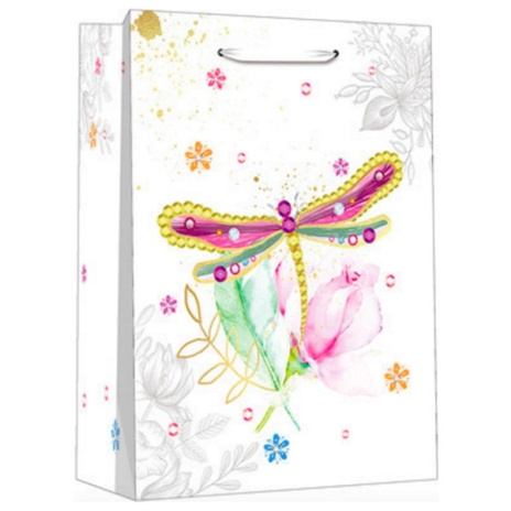 Dream cards Пакет подар.с мат.лам.26.4х32.7х13.6 см(L),(12 шт в наборе) Весенняя стрекоза, в пленке