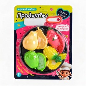 Набор "Продукты" для резки на липучках, поднос, ножик Набор "Продукты" для резки на липучках, поднос, ножик