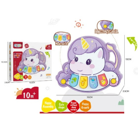 Пианино "Единорожка", звуки животных, мелодии, кнопки переключения режимов, размер: 15*3,5*13 см